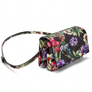 NWT ZARA Black Floral Mini Quilted Flap Crossbody Bag Bloggers Fav
